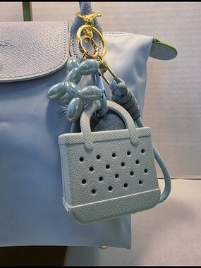4PC-Mini Bag Charm, Balloon Dog, Powder Puff & Wristlet in Blue  NWT